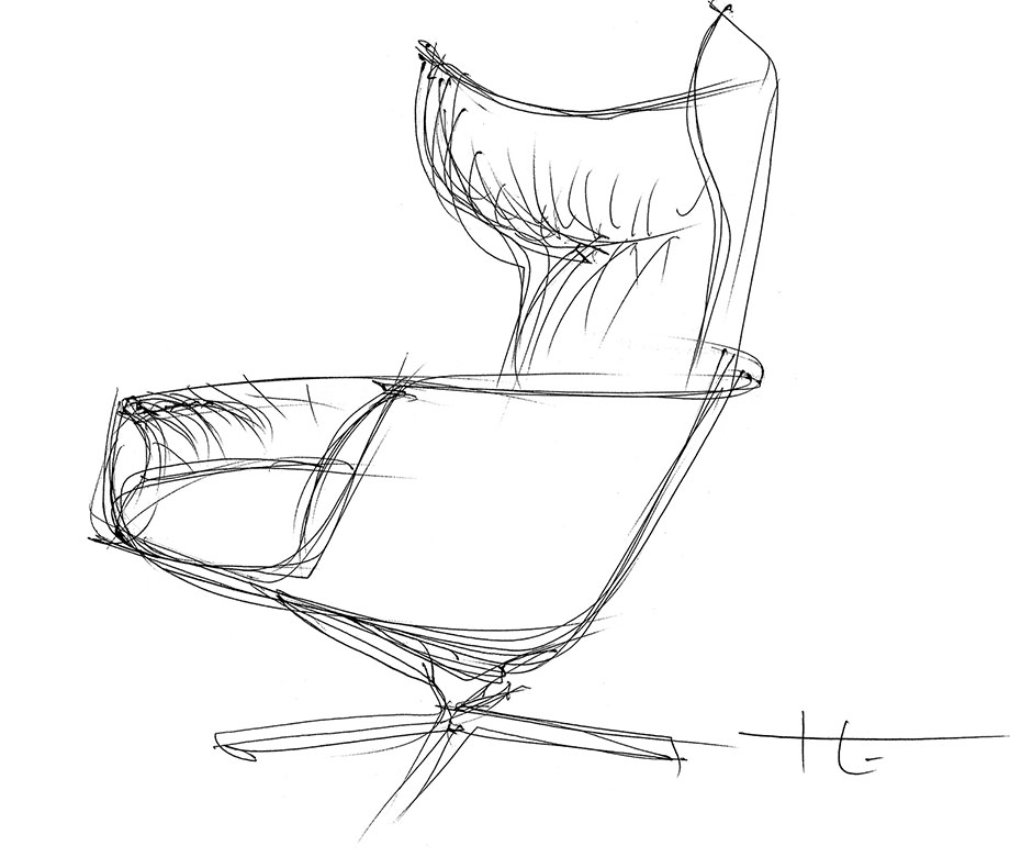 POPO Möbel Bremen - Lieblingsmarke Walter Knoll - Zeichnung Sessel 'Osna Chair'