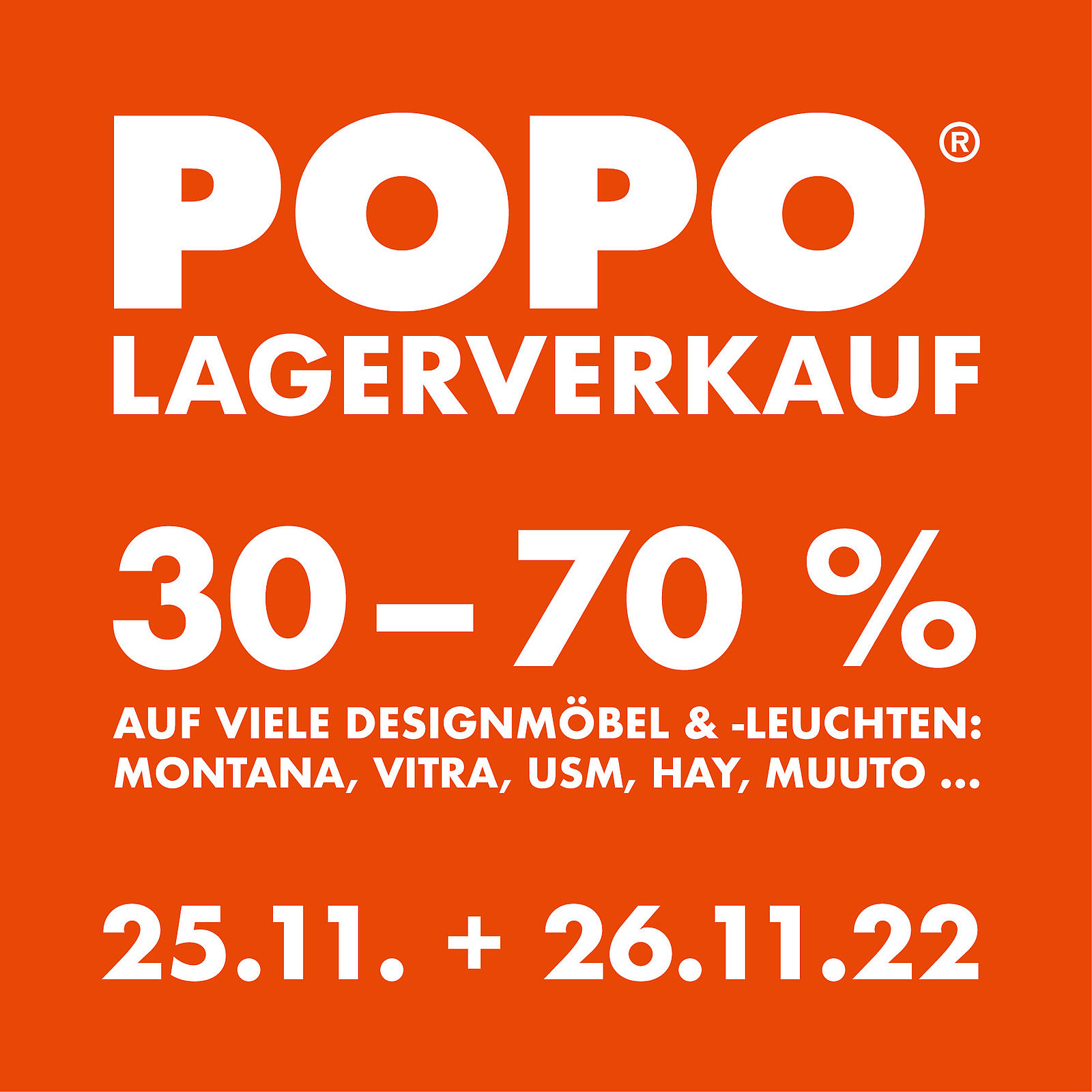POPO-Lagerverkauf am 25. und 26. November!